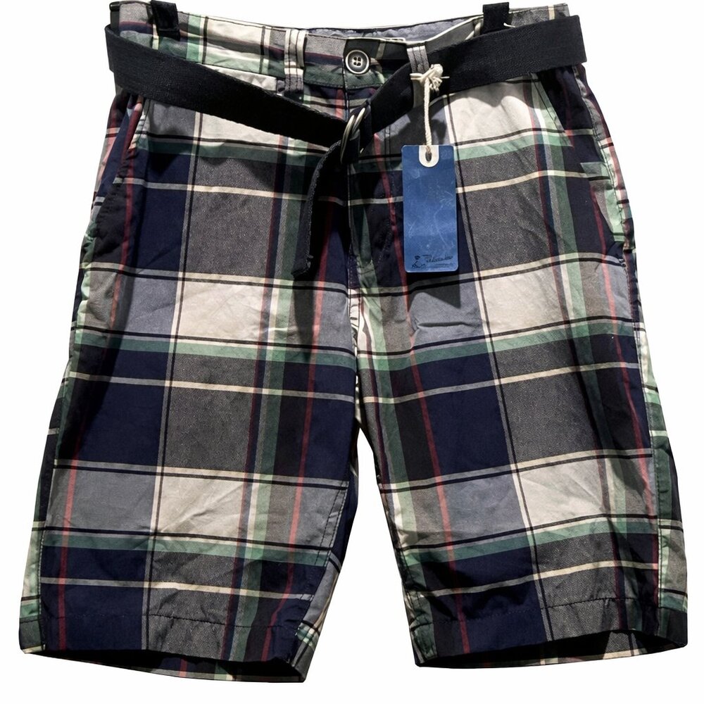 🩳 Islandia Men’s Plaid Shorts w/ Belt Size 30 NEW NWT
